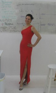Mia in Red Silk Dress