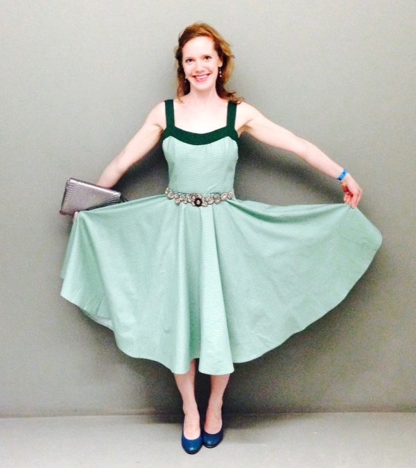 Sewing classes in chicago: tchad: verena: vogue: 2902: green: cotton: circle skirt