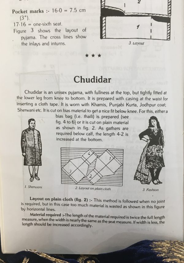 Sewing classes in chicago: tchad: Workroom: books: Zarapkar: System of Cutting: Chudidar