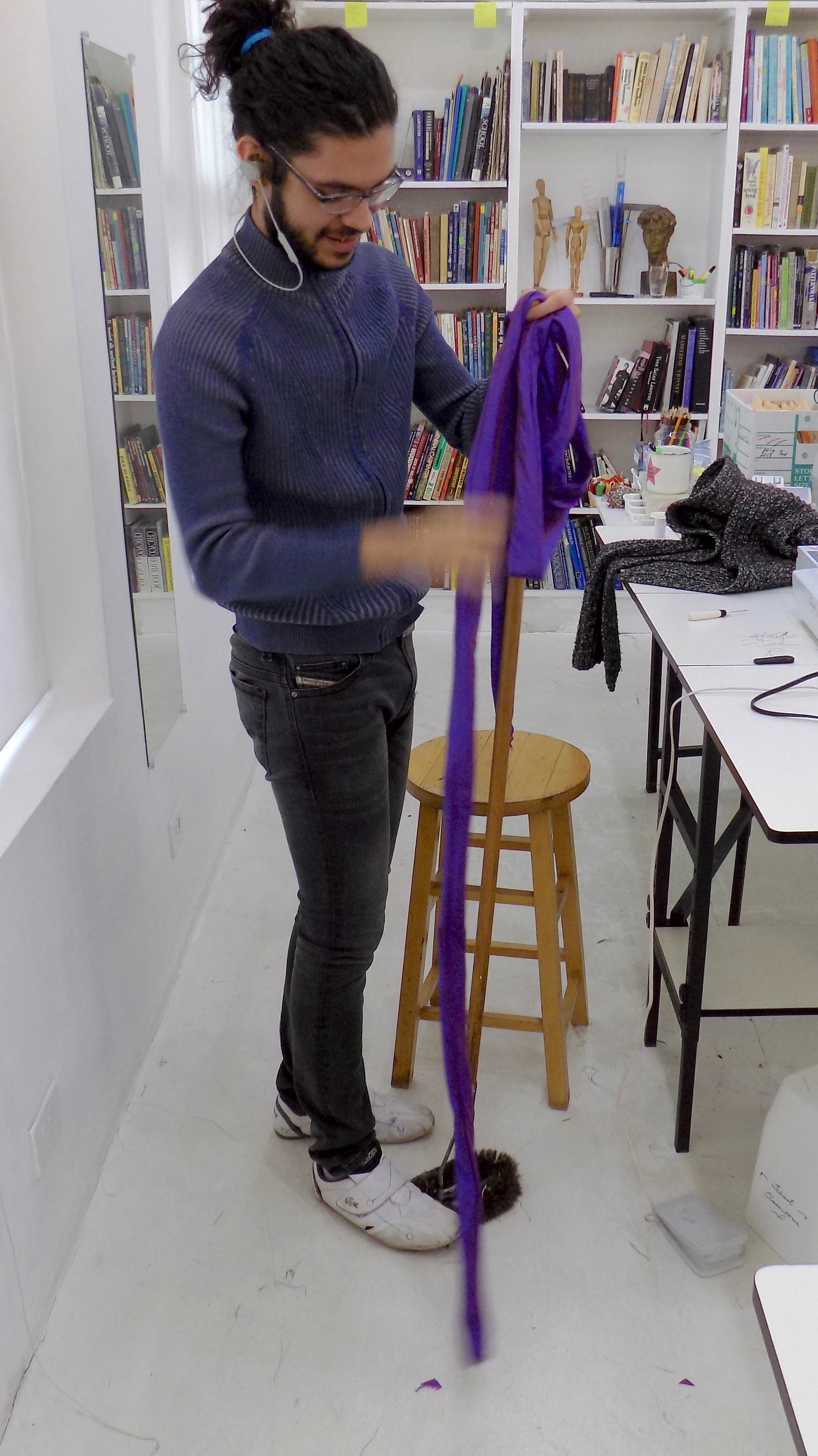 sewing classes in chicago: tchad: thinking outside the box: workroom: turning: nathan: silk