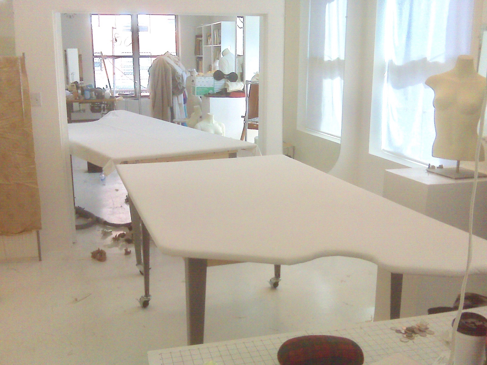 Sewing classes in chicago: Tchad: workroom: Ironing table: finished tables