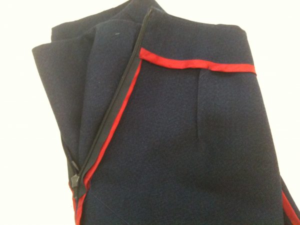 sewing classes in chicago: tchad: workroom: studio: mccalls: 3830: navy wool: red silk