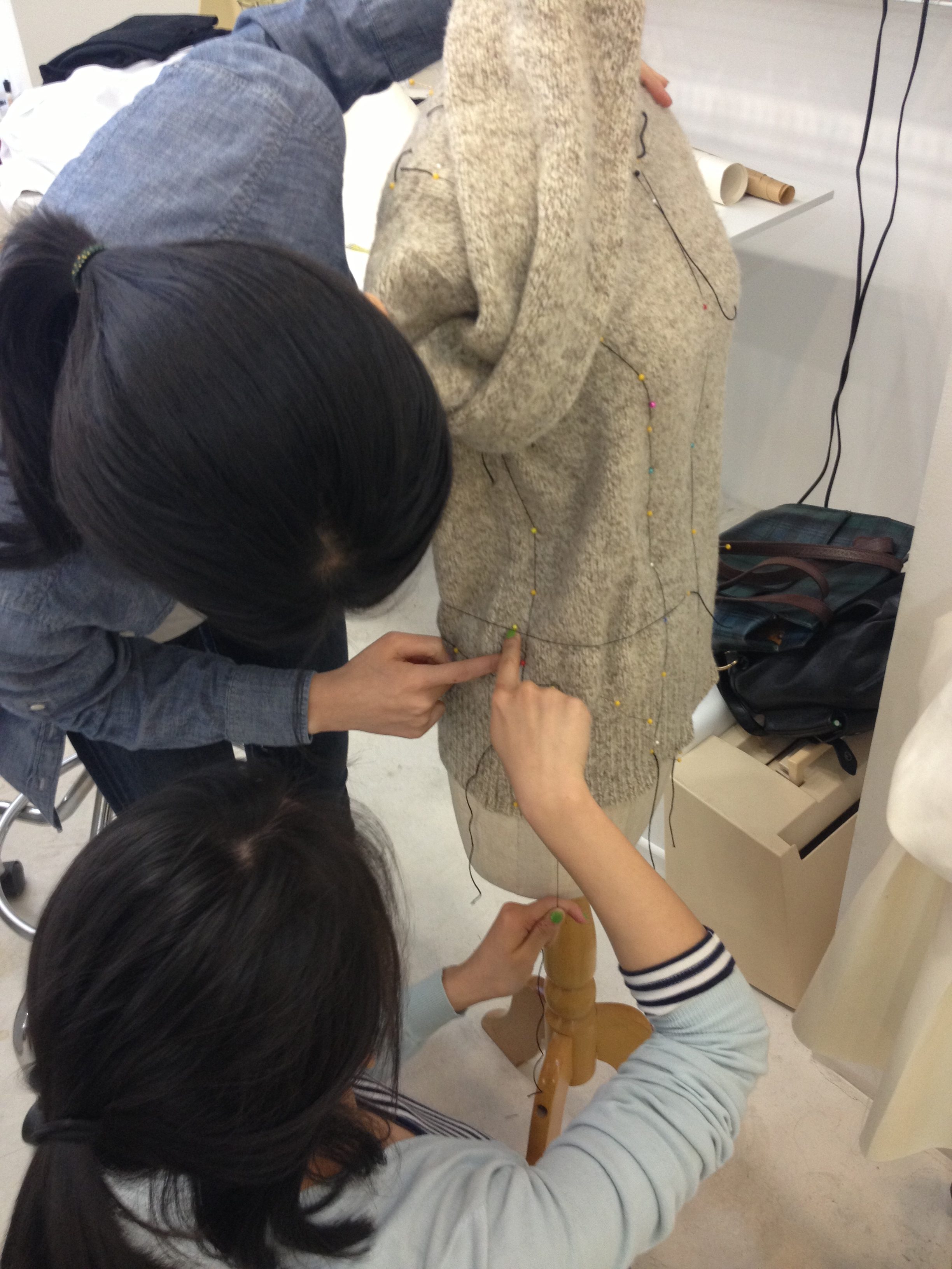 Sewing classes at tchad: workroom: studio: draping: Joy: dressform: sweater: 2
