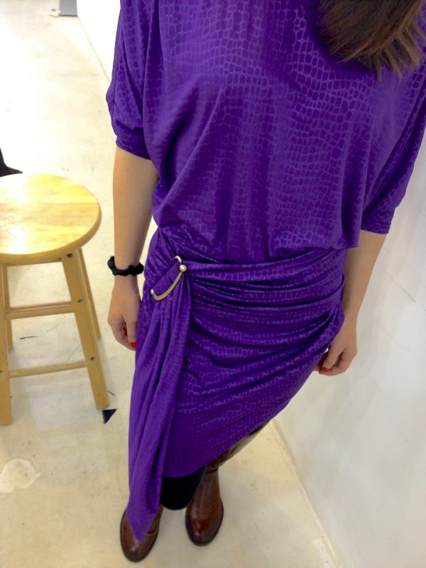 Sewing classes in chicago: tchad: workroom: studio: maddie: Vogue 1337: purple knit: Front