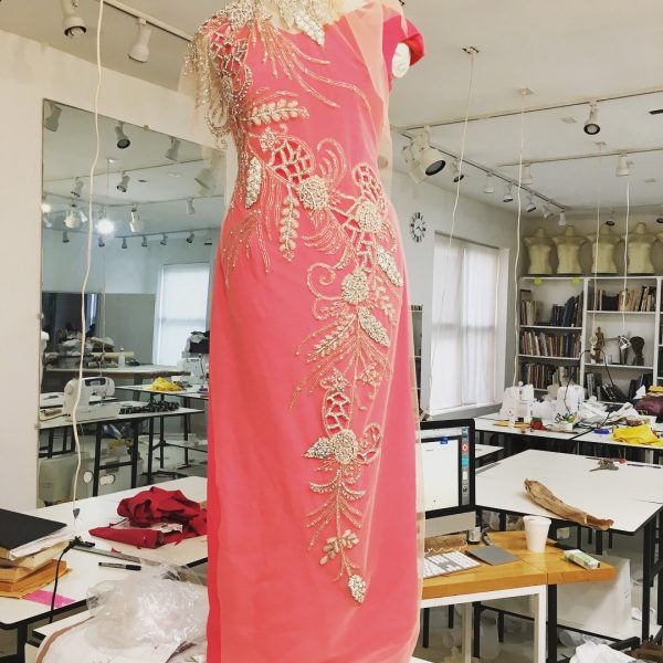 Sewing Classes in Chicago: Tchad: Susan Christopher: Pink Silk: Final shaping & preparation