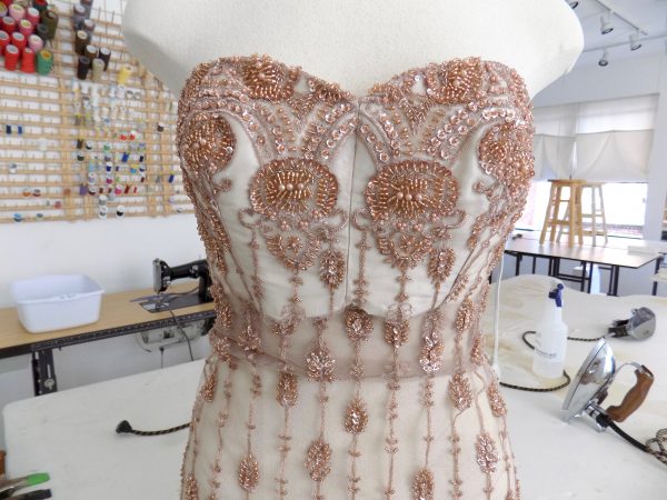 Sewing Classes in Chicago: Beaded: Couture: Compromise: Tchad: Verena: Strapless: Bodice : Center Front