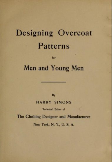 Sewing classes in Chicago: Tchad: Workroom: Studio: Library: Designing Overcoat Patterns for Men and Young Men: David