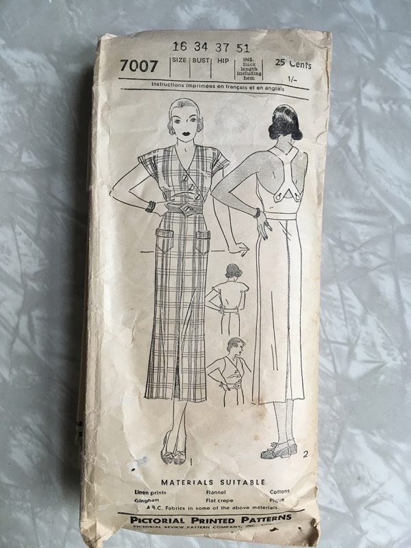 Pictorial printed pattern #7007 used by Linda Prieto at Tchad sewing studio Chicgao workrooms.