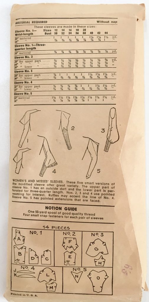 Back of pattern envelope for Pictorial Printed Patterns #6773 at the tchad sewing studio workroom library in Chicago