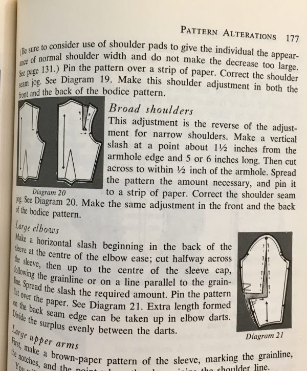 Page from Violet Wilson's Sewing Without Tears on fitting and altering patterns from the tchad workroom sewing studio library in Chicago