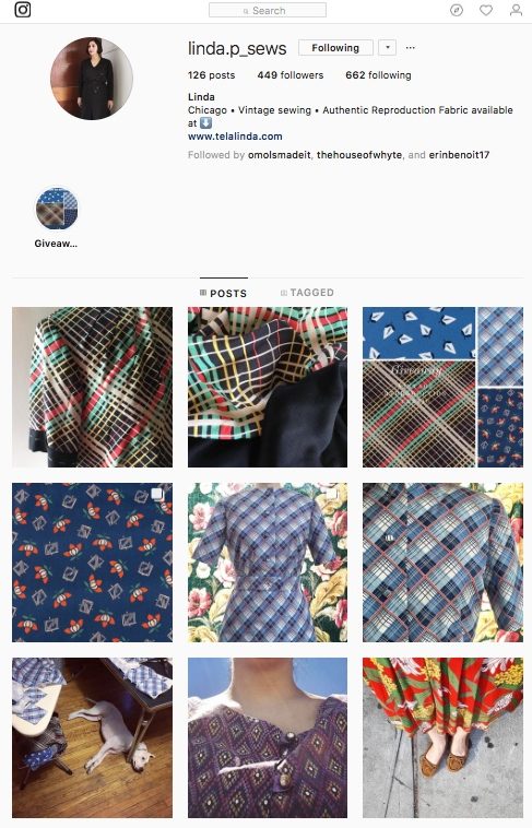 Linda prieto Instagram page where she develops reproduction clothes and fabric that remain true to the original garments and fabrics...